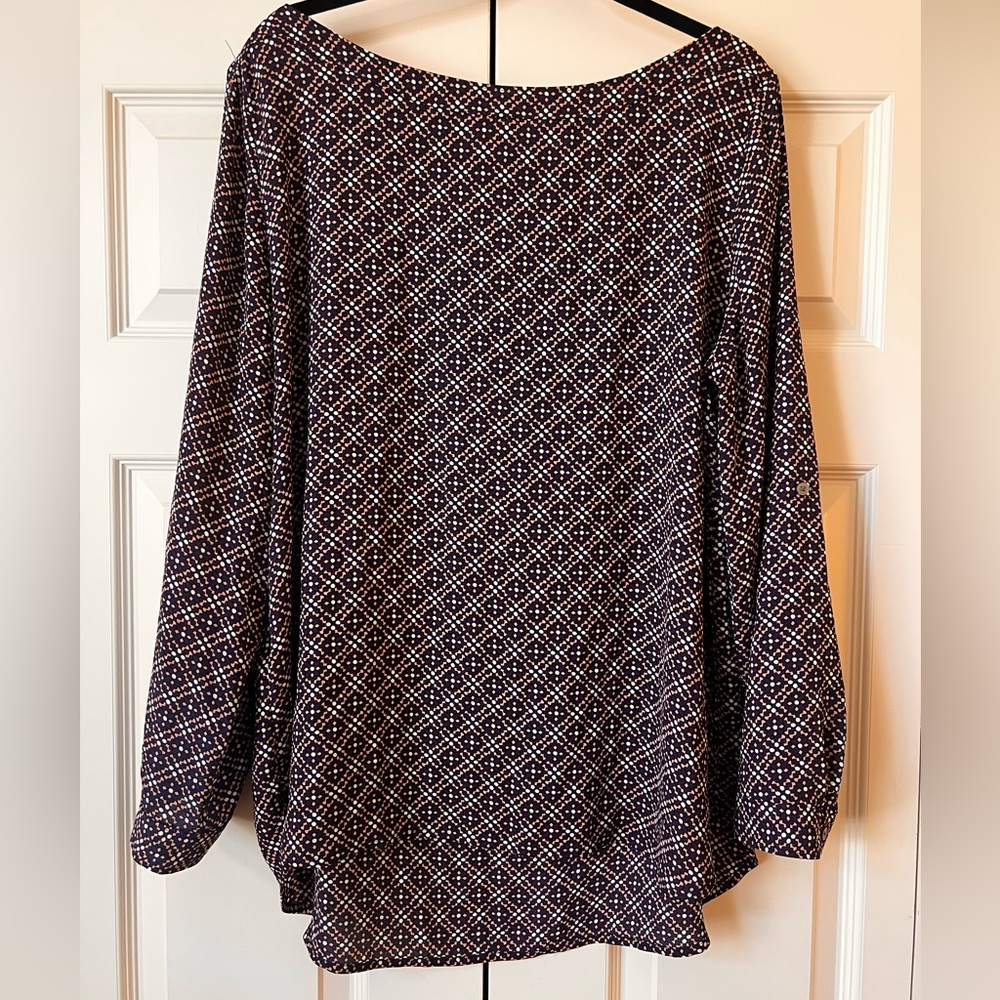 LOFT Purple & Pink Pattern Tunic Blouse